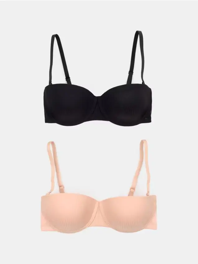 Reggiseni balconette a costine, confezione da 2 - multicolor