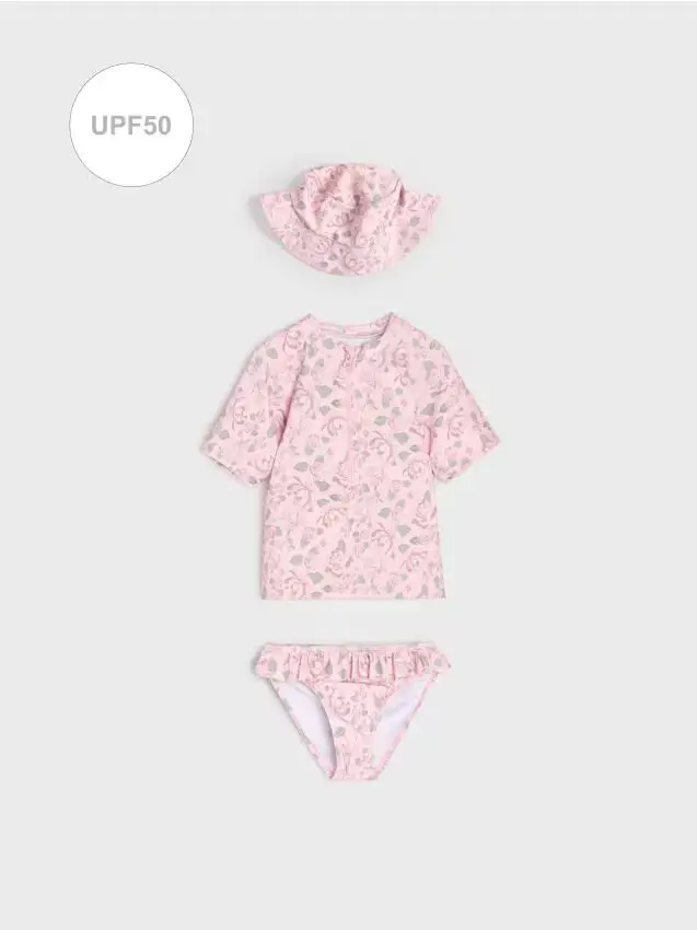 Sinsay Set Mare Neonato UPF50 con Cappellino con Stampa Floreale - panna
