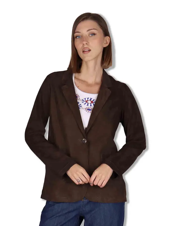 Spatarella Blazer in camoscio testa di moro Donna SP2375 014
