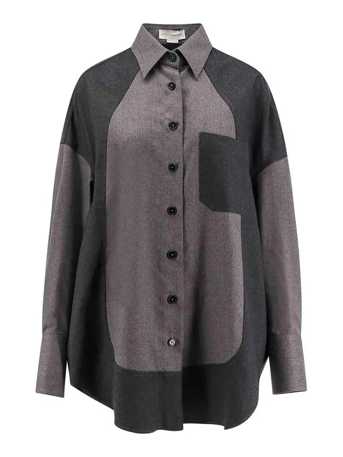 Stella Mccartney Camicia Oversize In Lana Grigio