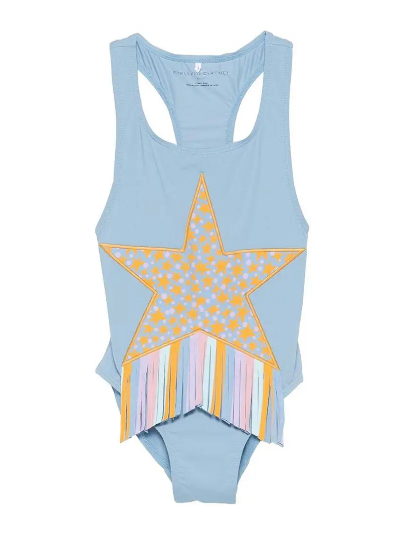 Stella Mccartney Costume Da Bagno Con Frange Blu