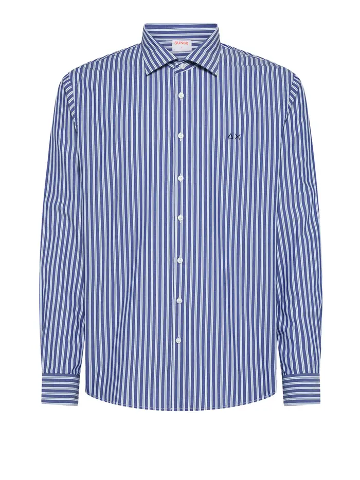 camicia casual sun68 classic stripe da uomo - blu