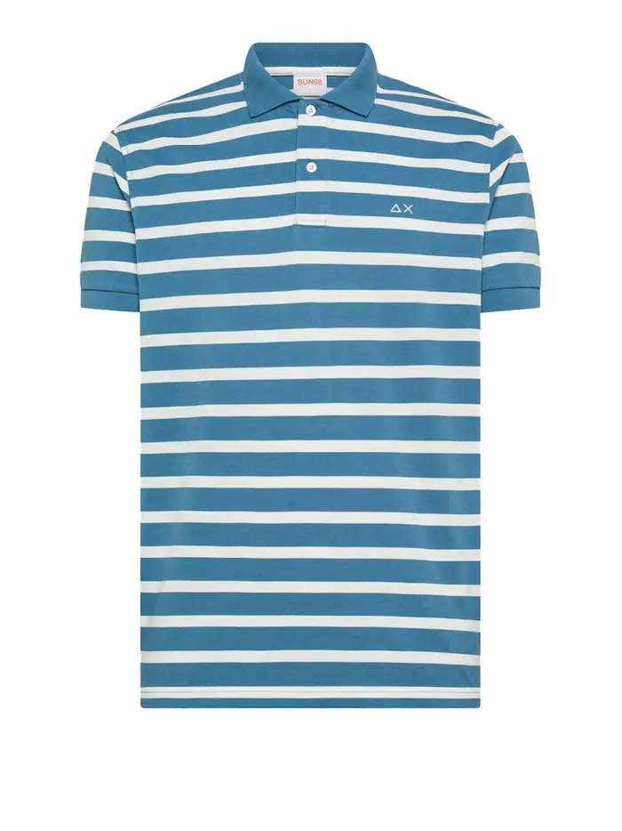 polo sun68 stripes da uomo - blu