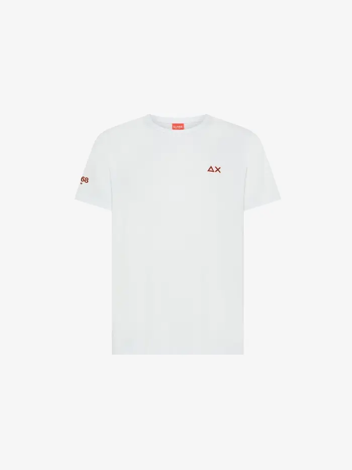 t-shirt in jersey di cotone bianco con logo ricamato