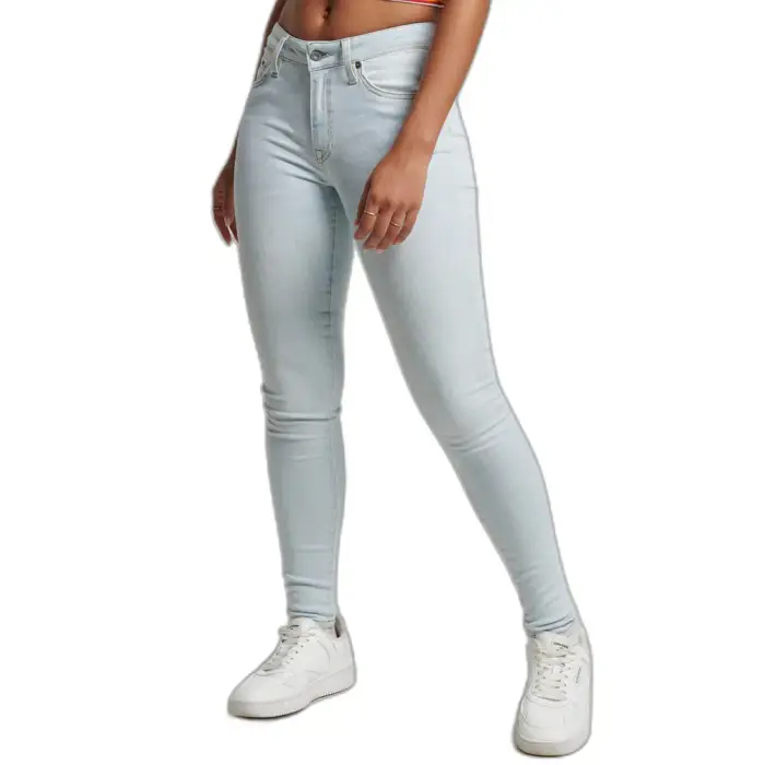 Jeans donna in cotone biologico a vita media Superdry Skinny Vintage Bleu