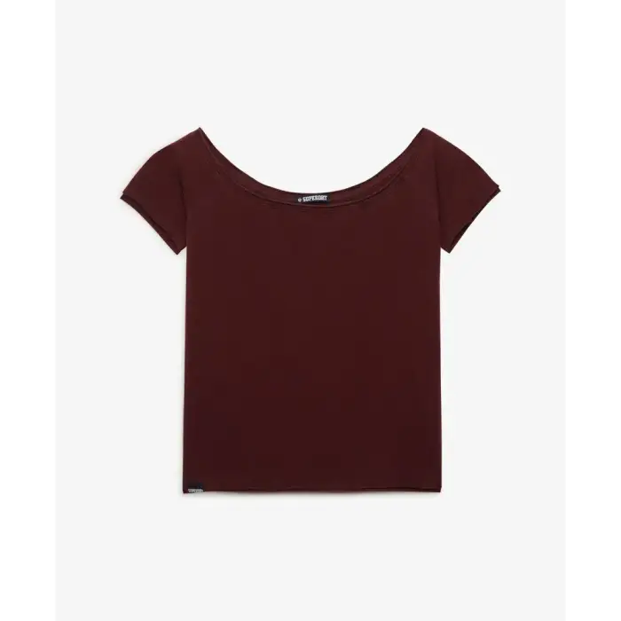T-shirt top bardot a spalle scoperte donna Superdry Rouge