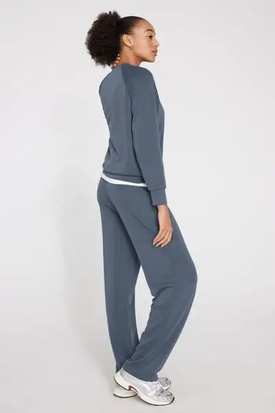 Pantaloni Lunghi Dritti Soft Touch Donna Blu