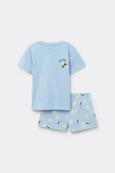 Tezenis Pigiama Corto Cotone Bimba Stampa Api Bambina Giallo