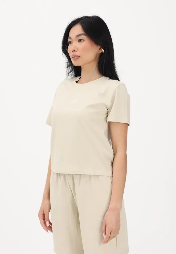 T-shirt a manica corta Essential Regular Cutie beige da donna