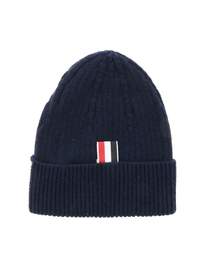 Thom Browne Berretto 4 Bar Stripe in cachemire blu