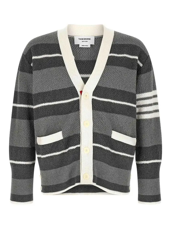 Thom Browne Cardigan a righe Grigio