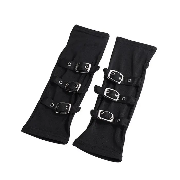 Guanti da polso moda donna guanti mezze dita punk hip-hop guanti unisex senza dita gotici neri nero