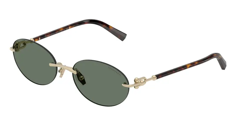 Tiffany Unisex TF3104D 623882 Occhiali da sole Metallo Oro Verde Rotonda Normale