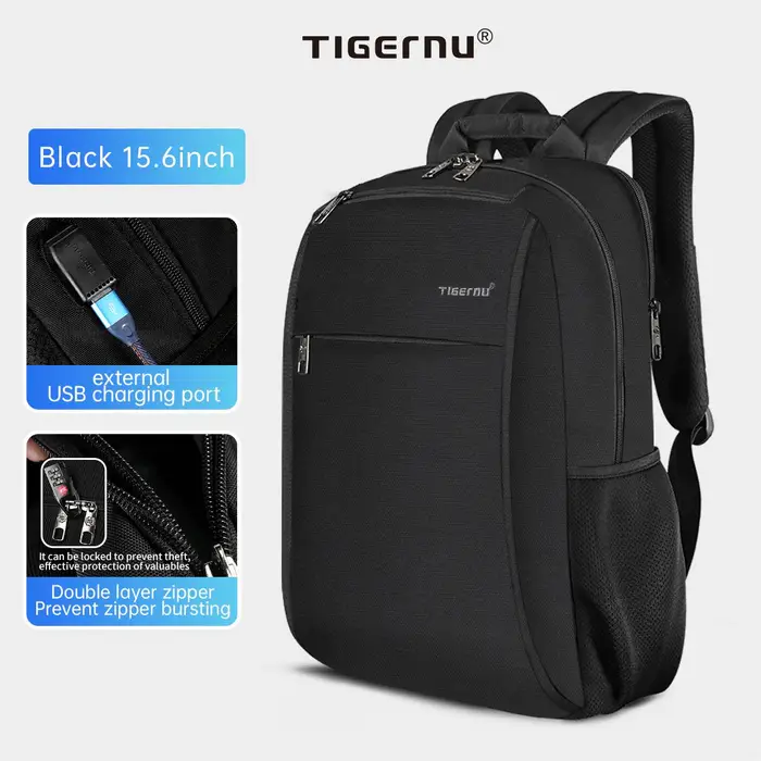 Nuovo Zaino alla Moda Anti-Sporco per Laptop da 15 6 Pollici Uomo Materiale Impermeabile con Porta di Ricarica USB 4 0A Borsa da Viaggio Casual nero