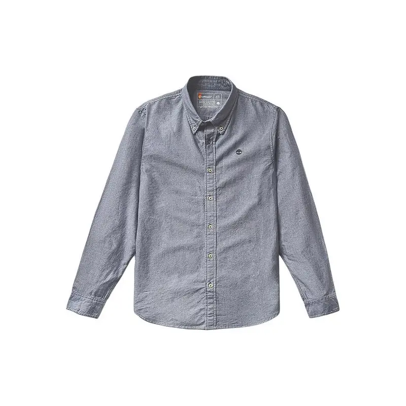 Timberland PE24 Tinta Unita Outdoor Casual Slim Fit Manica Lunga Camicia Uomo camicie Blu Zaffiro Profondo A2ARQ-B68