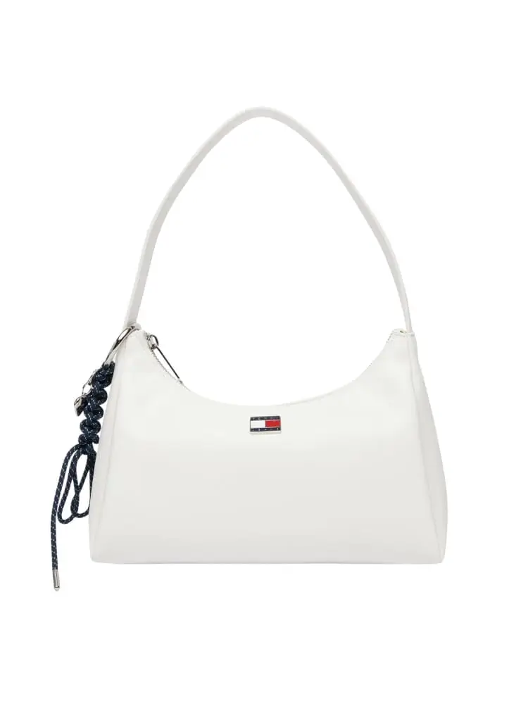 Tommy Hilfiger borsa a spalla donna bianca con charm cuore