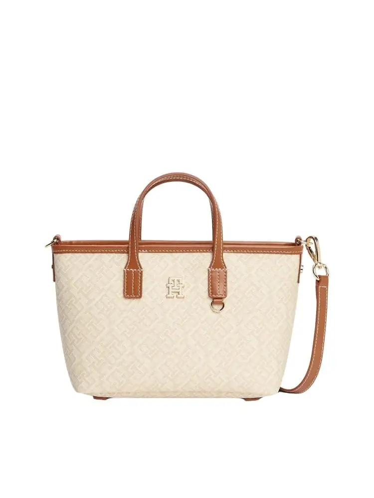Tommy Hilfiger borsa tote donna beige con monogram all over
