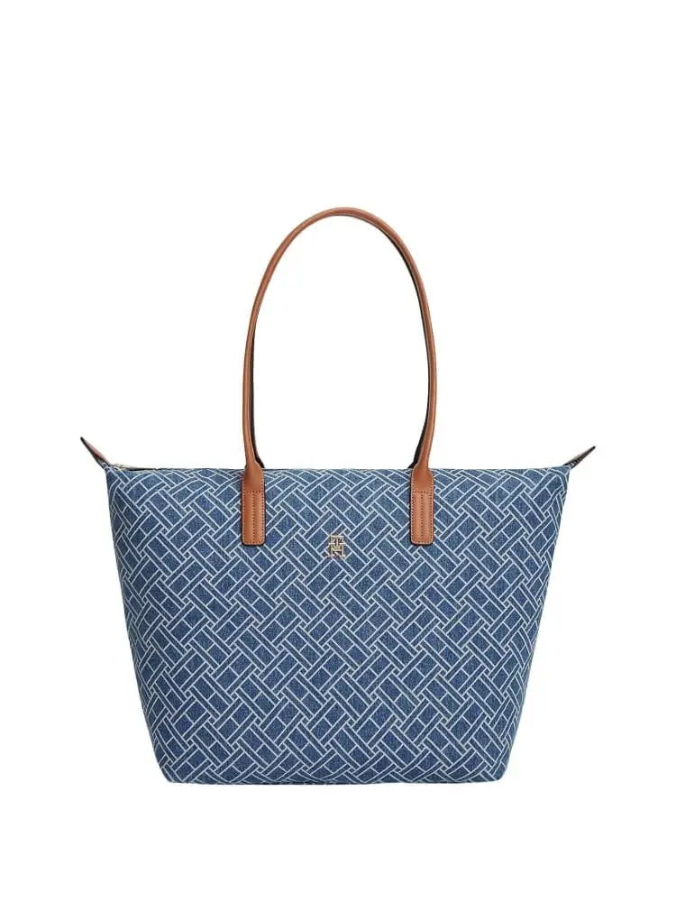 Tommy Hilfiger borsa tote donna in denim con bandierine all over