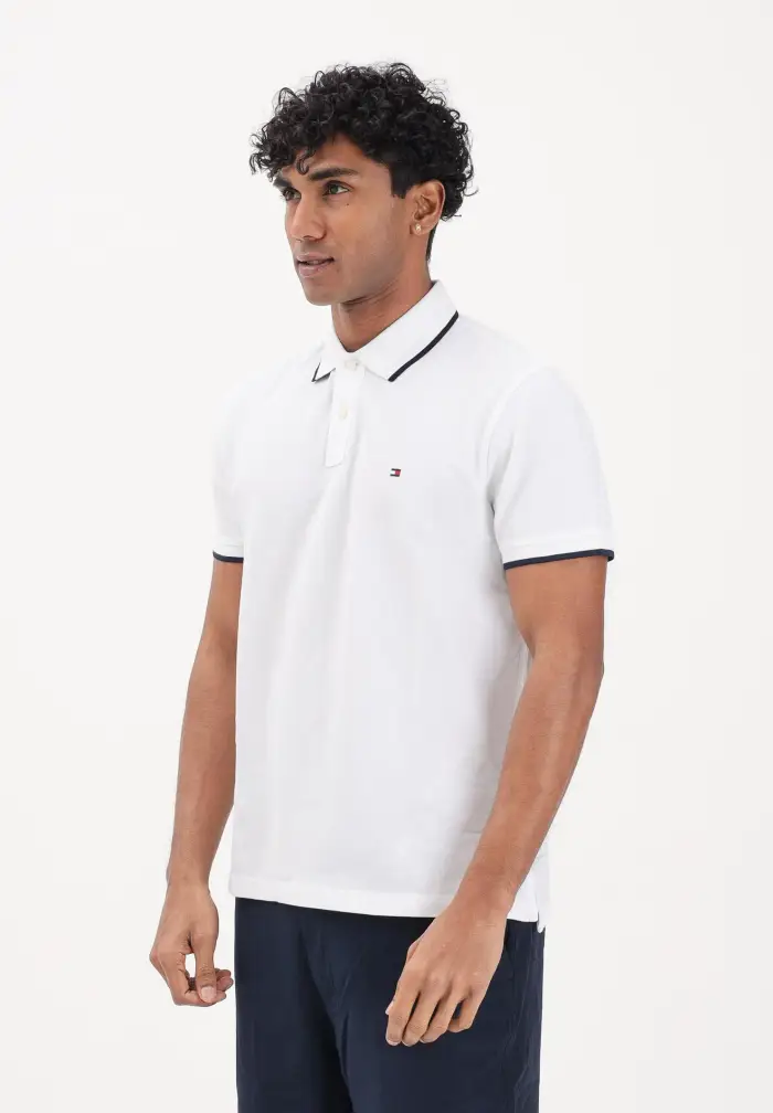 Polo a manica corta bianca da uomo con logo
