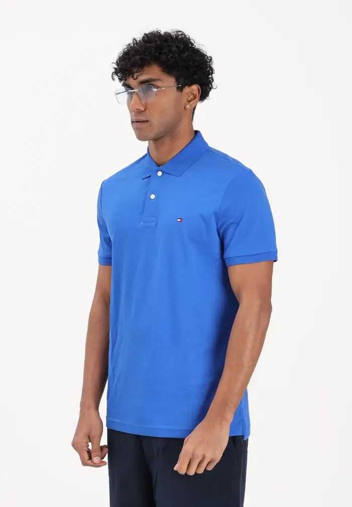 Polo a manica corta blu acceso da uomo con logo