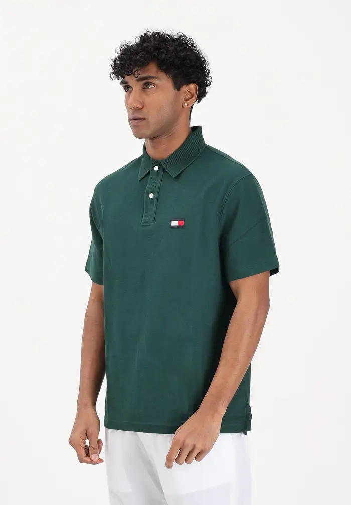 Polo a manica corta verde da uomo con logo