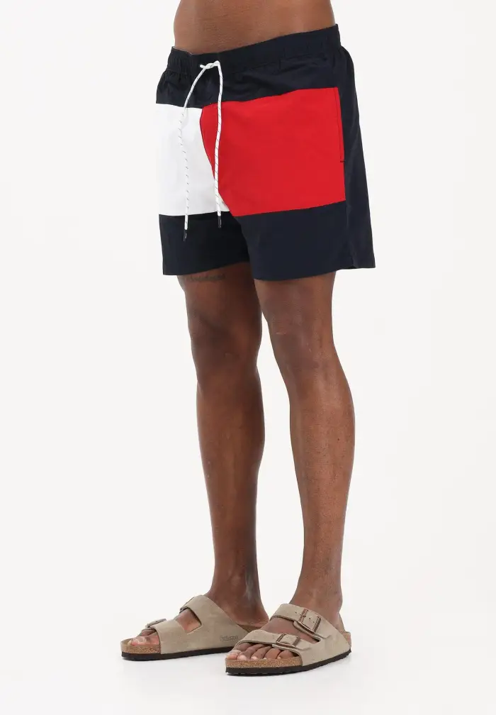 Shorts mare blu da uomo con grafica color block