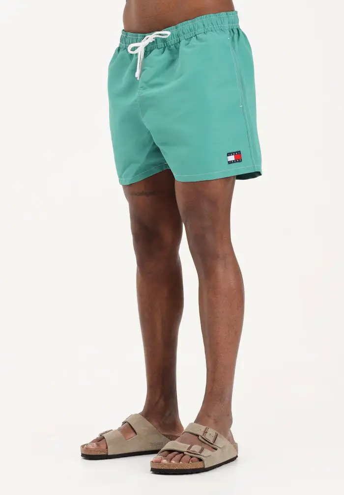 Shorts mare verde da uomo con logo