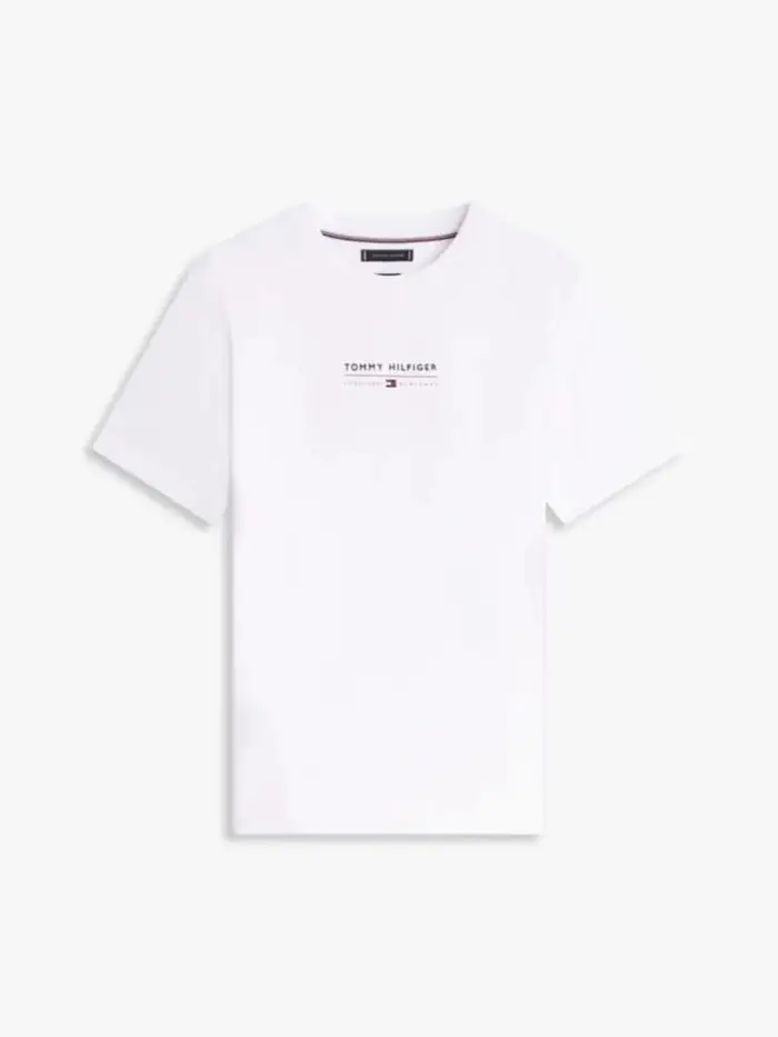 t-shirt girocollo con logo in jersey bianco