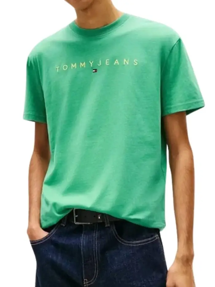 t-shirt in jersey verde con logo ricamato