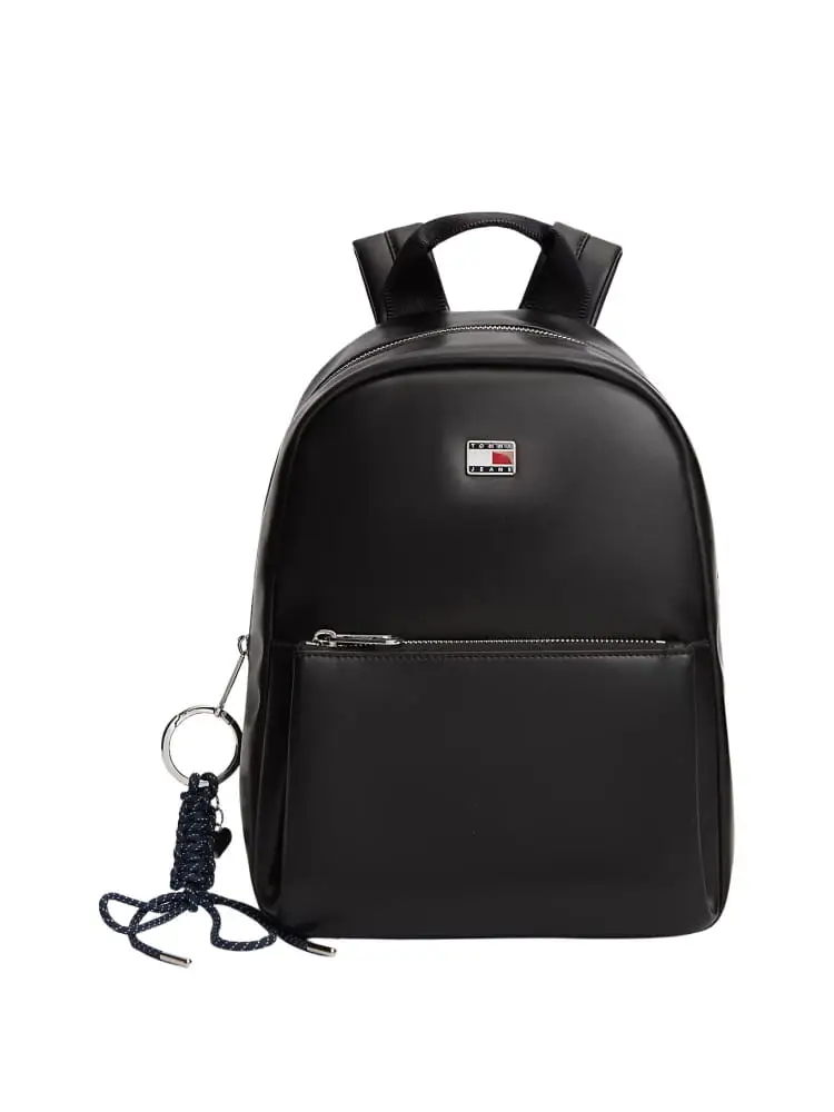 Tommy Hilfiger zaino donna nero finitura liscia con charm cuore