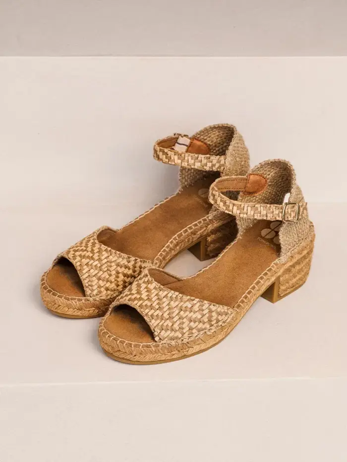 TONI PONS Espadrilla con tacco largo in pelle intrecciata | OLOT80 NATURAL