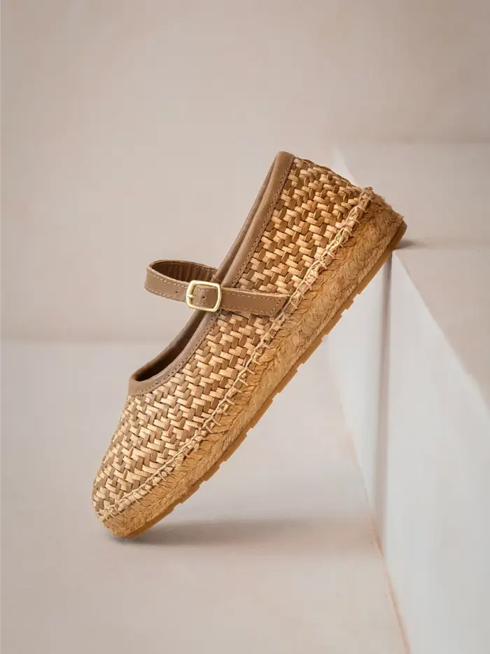 TONI PONS Espadrille Mary Jane femminile in pelle intrecciata | GIRONA80 NATURAL
