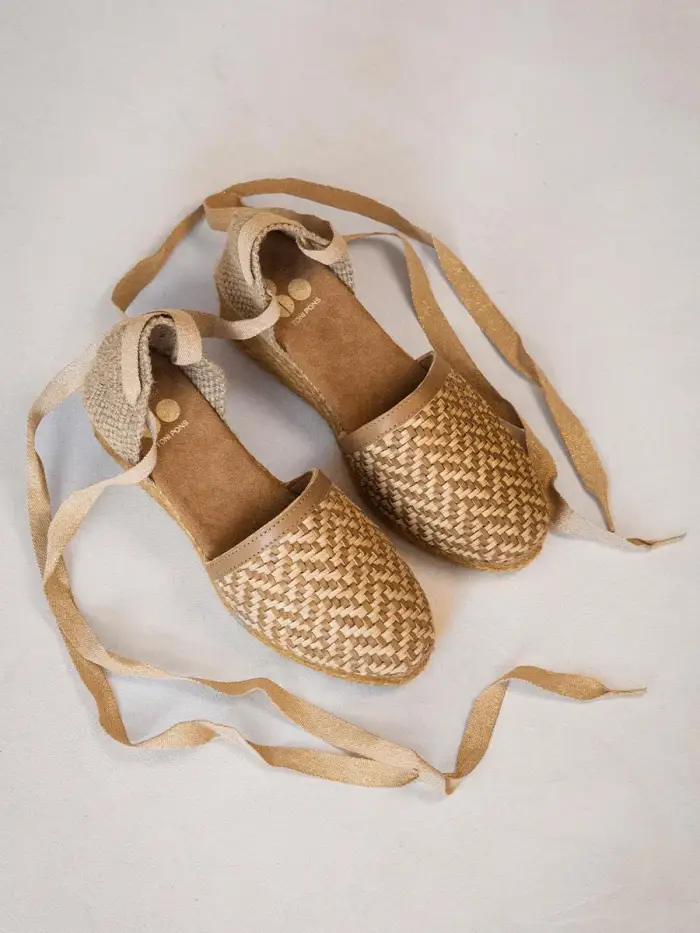 TONI PONS Spadrilla femminile ± nastri di pelle intrecciata | FIGUERES80 NATURAL