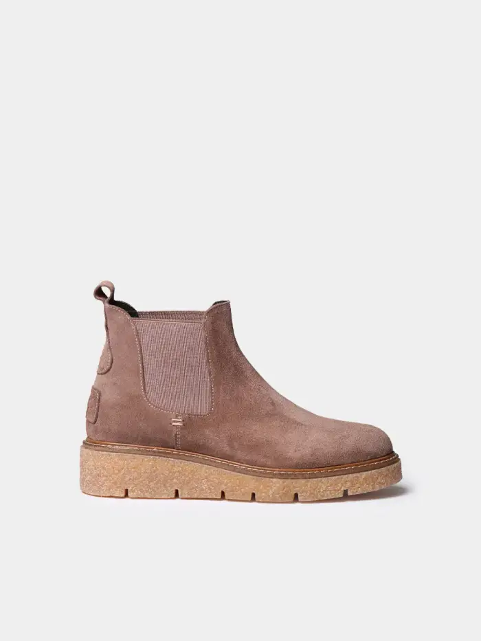 Stivaletto da donna in camoscio con elastici laterali TAUPE