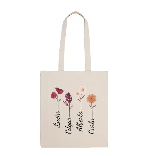 Tostadora Borsa di tela borsa fiori con nomi personalizzati