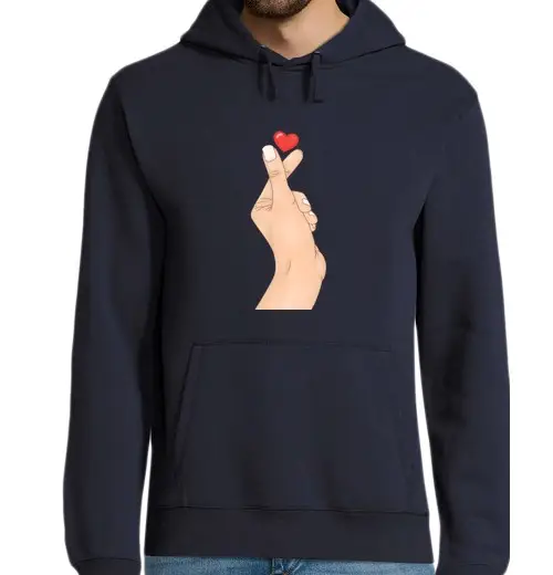 Tostadora Felpa uomo con cappuccio segno della mano cuore kpop coreano