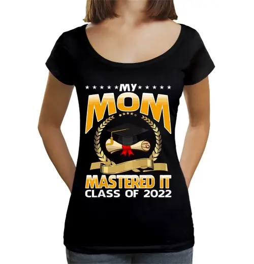 Tostadora T-shirt da donna scollo amplio Loose Fit laurea di master mia madre lha fatto con successo