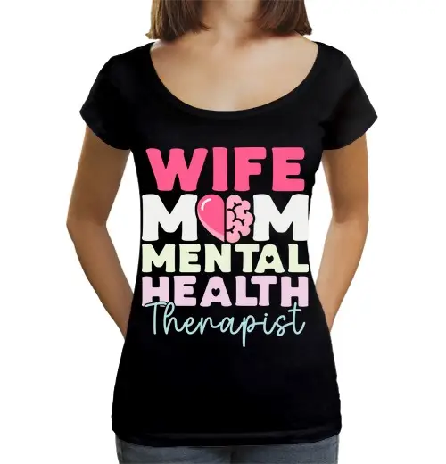 Tostadora T-shirt da donna scollo amplio Loose Fit moglie mamma terapeuta della salute mentale mamma