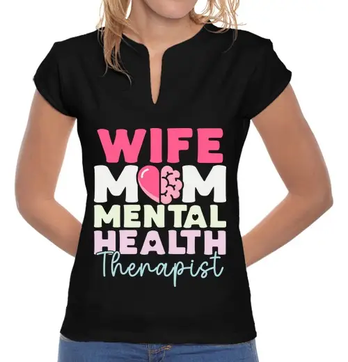 Tostadora T-shirt donna colletto alla coreana moglie mamma terapeuta della salute mentale mamma