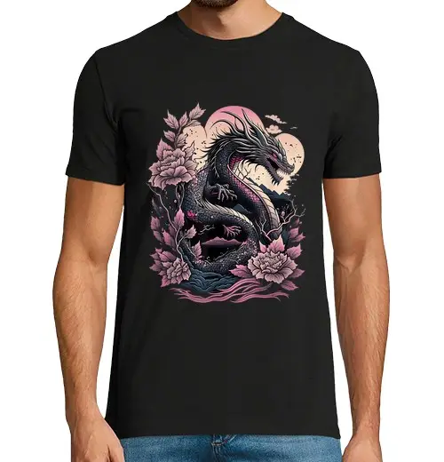 Tostadora T-shirt uomo manica corta drago estetico giapponese arte giappone