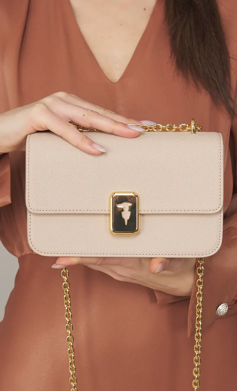 Trussardi Borsetta a tracolla cameo in pelle martellata, colore rosa