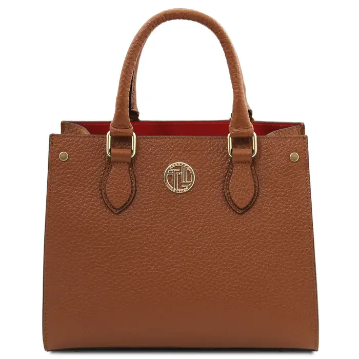 Borsa a mano in pelle Cognac