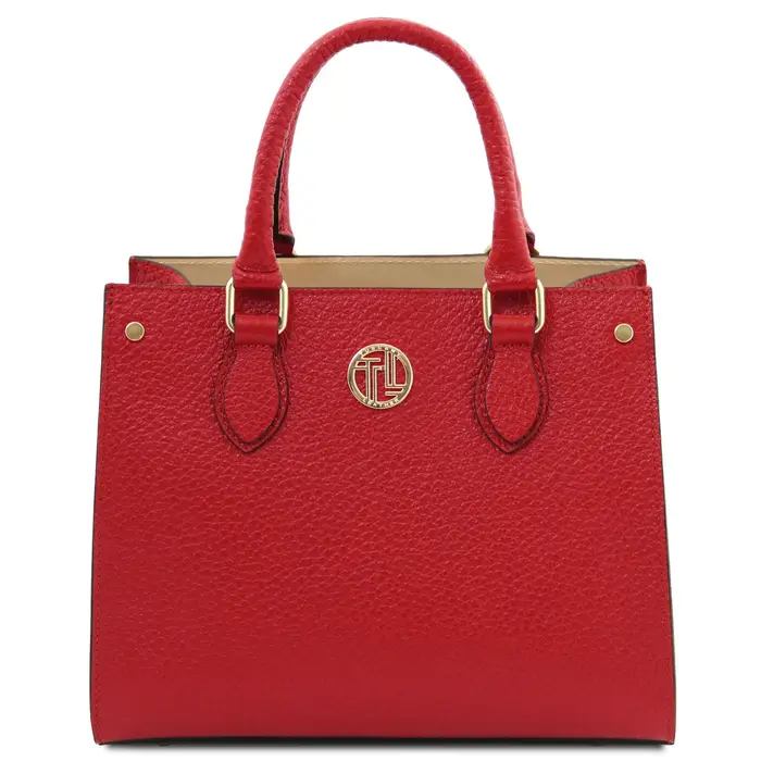 Borsa a mano in pelle Rosso Lipstick