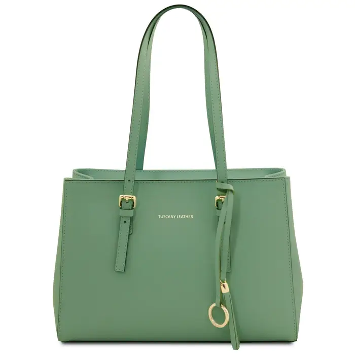 Borsa a spalla in pelle Verde Menta