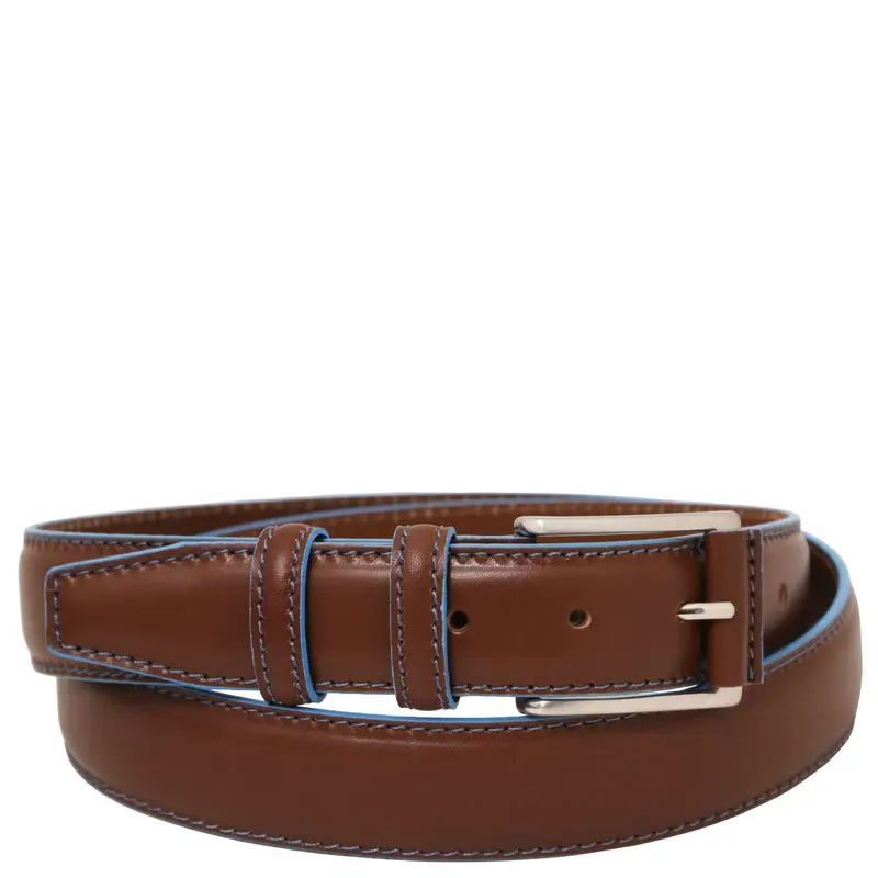 Tuscany Leather Cintura casual in pelle 35mm con bordi colorati in azzurro Marrone 95 cm