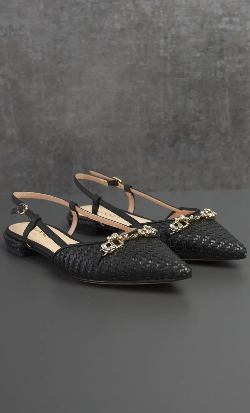 TWINSET Ballerine sling back intrecciato, colore nero
