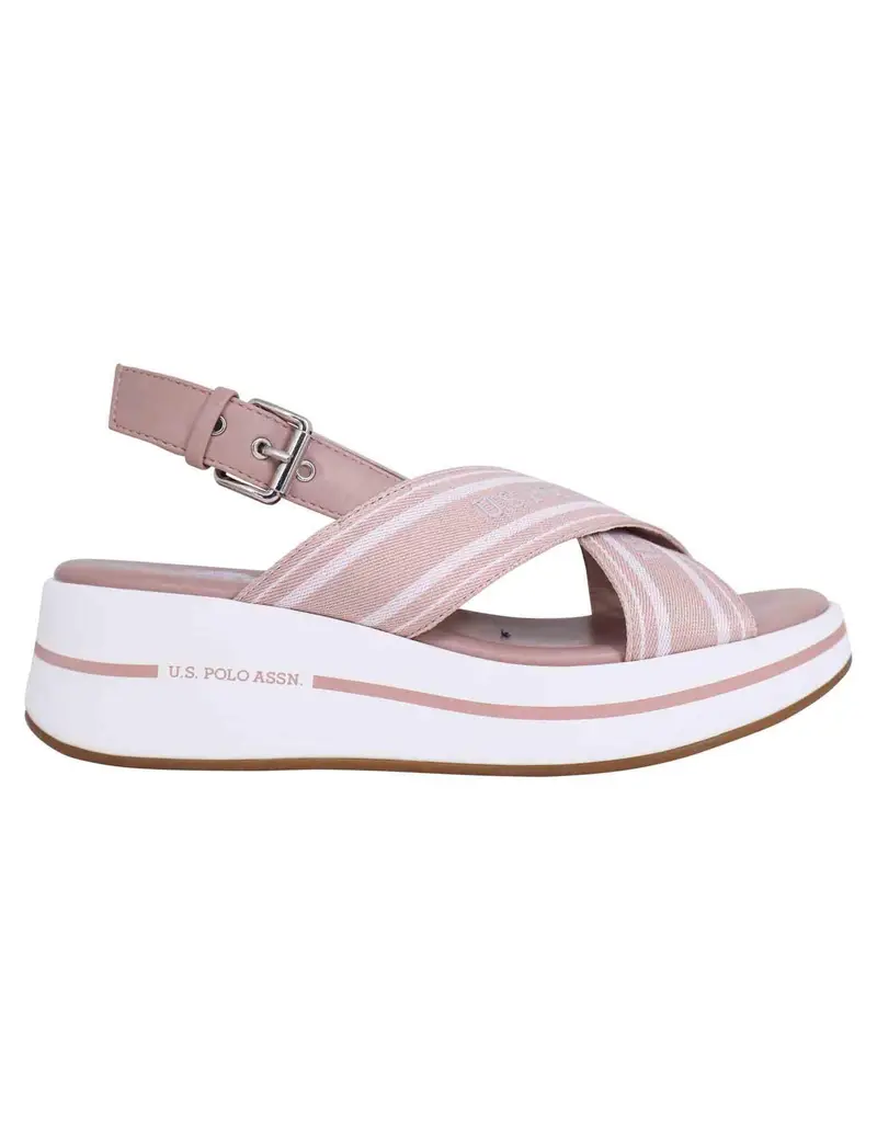 U S Polo Assn Sandali slingback donna in tessuto nude con zeppa in gomma Donna GLORY008 NUD003
