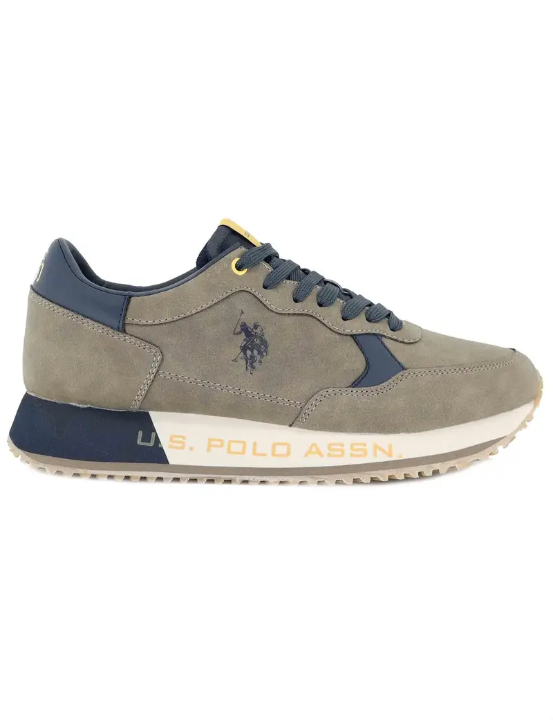 U S Polo Assn Sneakers in pelle e tessuto taupe Uomo CLEEF006E BRW-DBL03