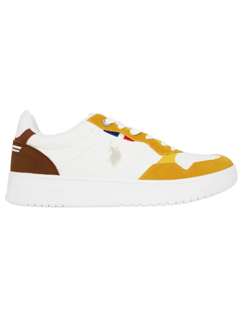 U S Polo Assn Sneakers uomo in eco pelle vintage bianco e giallo Uomo KOSMO001C WHI-YEL04
