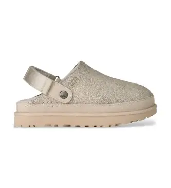 per donna 1177853 Zoccoli Goldenstar Crackle Clog in pelle bianca effetto craquelé (36), Bianco, Basso, Fibbia, Casual Naturale
